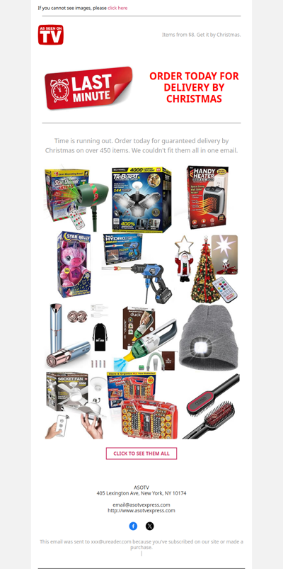 Last chance for delivery by Christmas