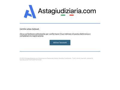 Conferma registrazione al portale AstaGiudiziaria.com