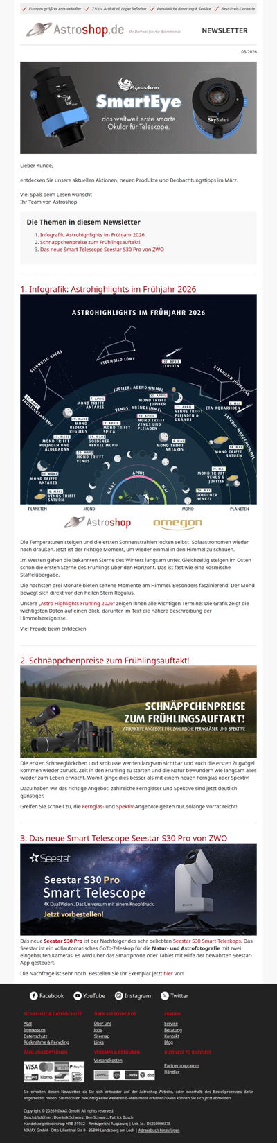 🤫 NEU: ZWO Seestar S30 Pro | Astrohighlights im Frühling | Ferngläser & Spektive zum Schnäppchenpreis