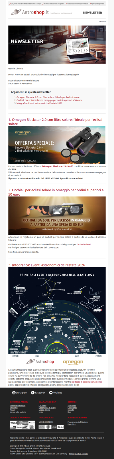 🎁 GRATIS Occhiali eclissi solare