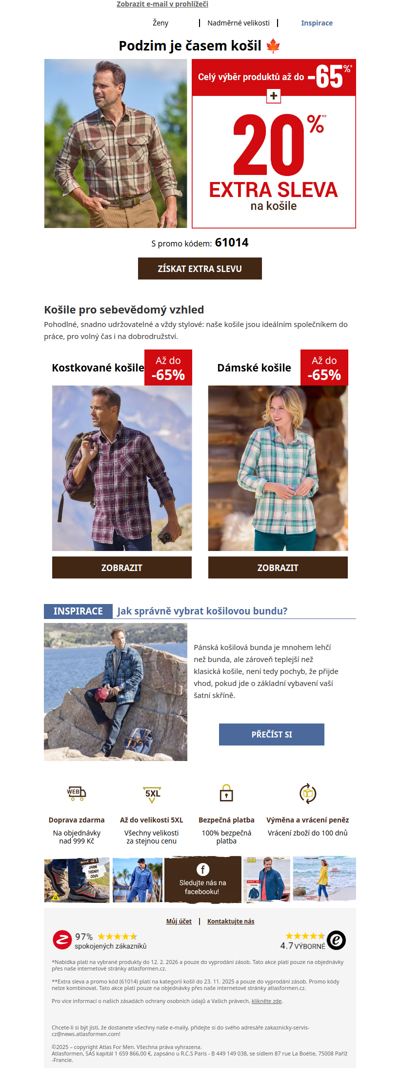 Extra sleva -20 %: na košile