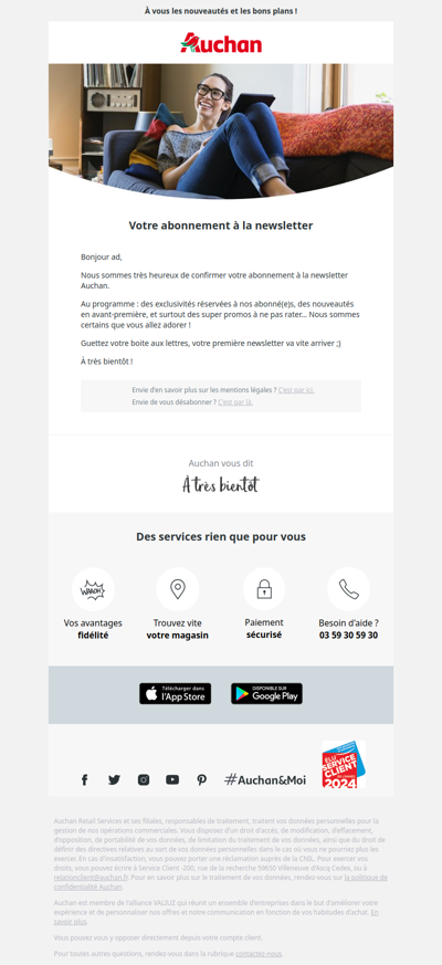 Votre abonnement à la newsletter