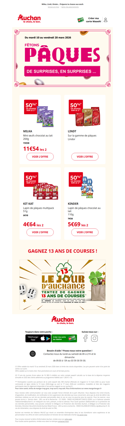 🍫 Pâques : -50% sur le 2ème chocolat !
