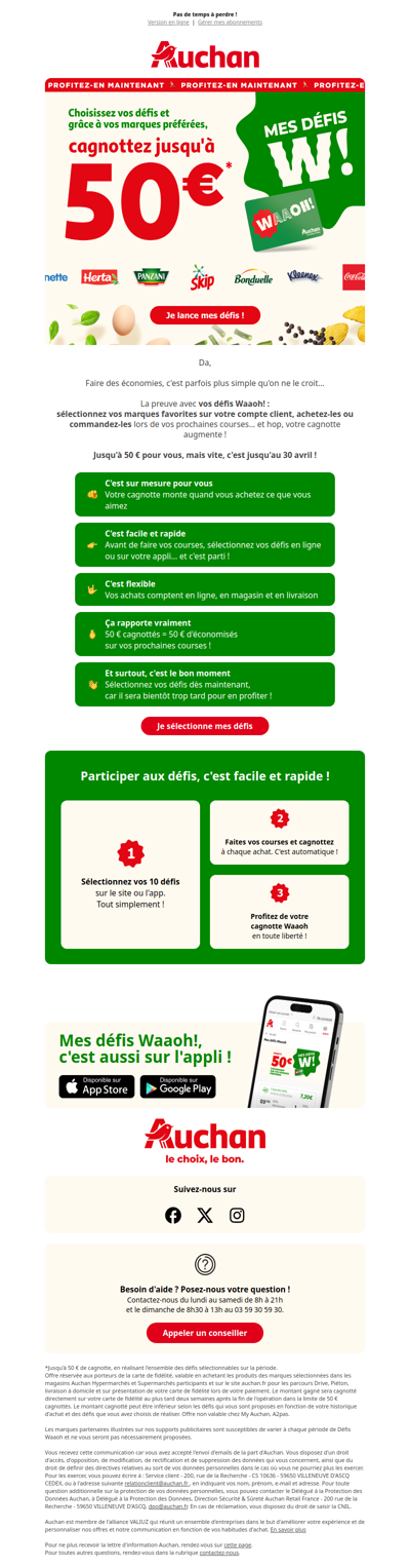 Ne laissez pas filer vos 50 €, Da !