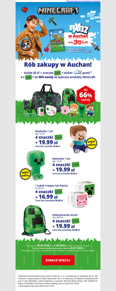 💥MINECRAFT w Auchan - nawet 66% TANIEJ! Sprawdź więcej >>