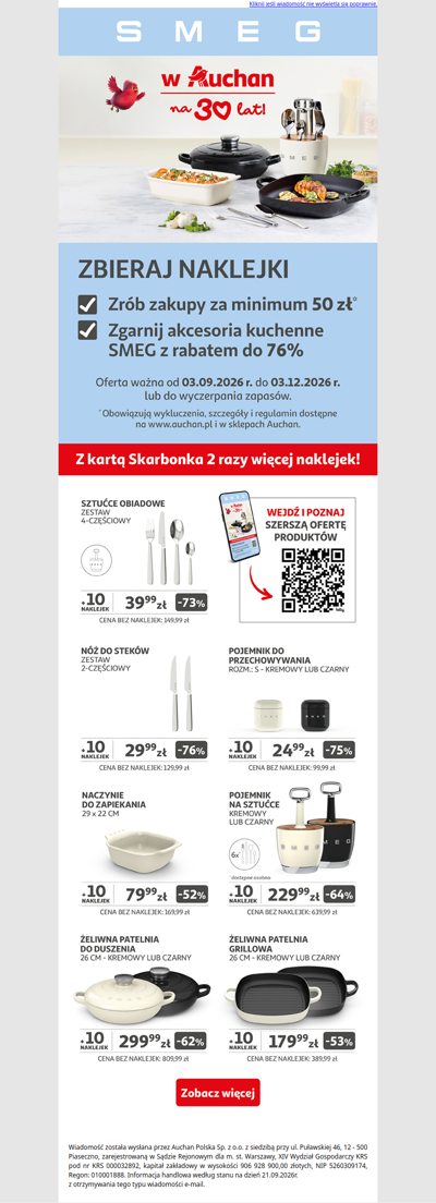 📢SMEG w Auchan do 76% TANIEJ! Sprawdź więcej >>