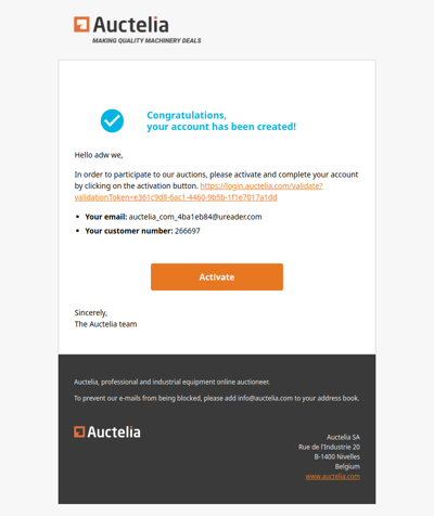 Activation of your Auctelia account