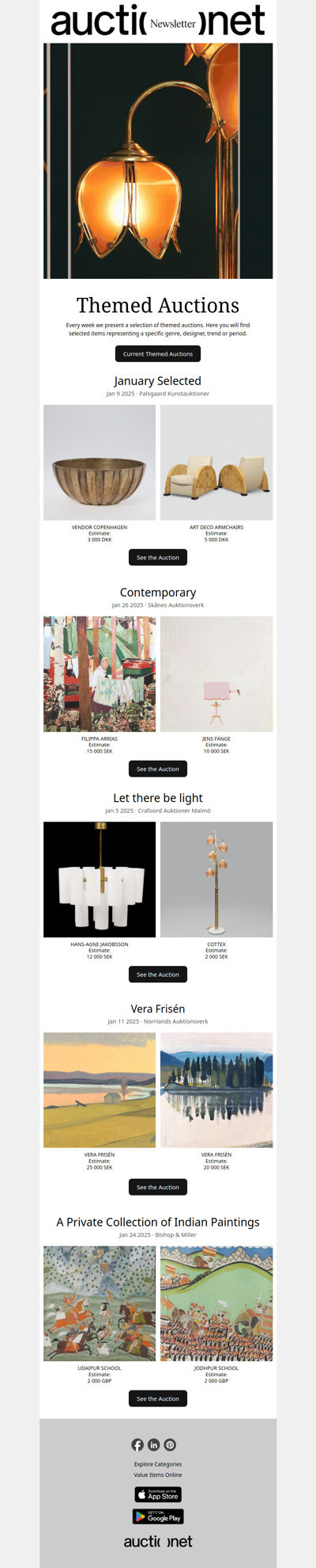 Themed Auctions: January Selected • Contemporary • Let there be light • Vera Frisén • A Private Collection of Indian Paintings