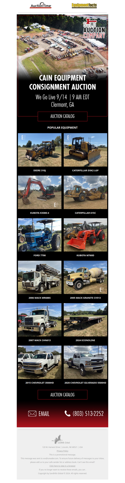 Cain Equipment Consignment Auction