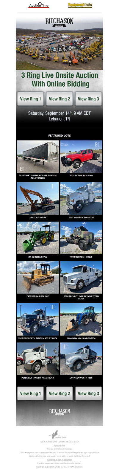 🚜 Auction Day! THIS SATURDAY! Sept. 14th, 9 AM CDT 🚛