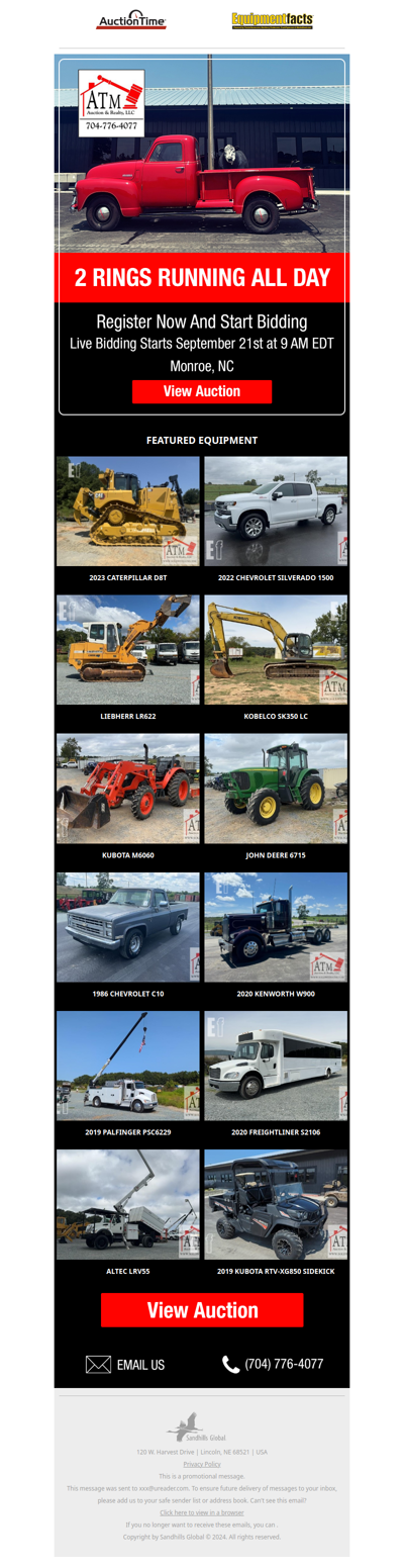 Massive Equipment Auction 9/21