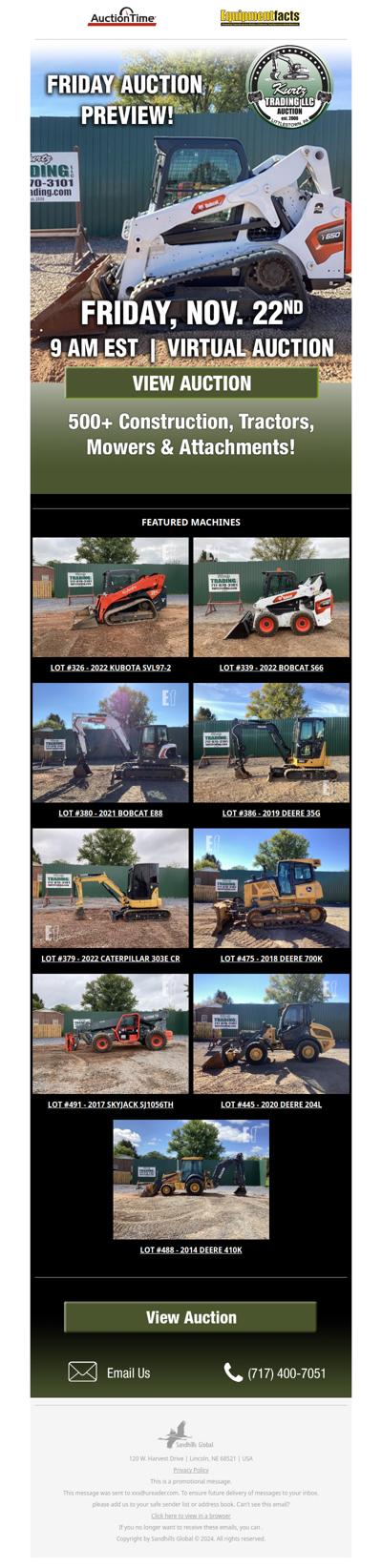 KURTZ TRADING November 22nd Equipment Auction!