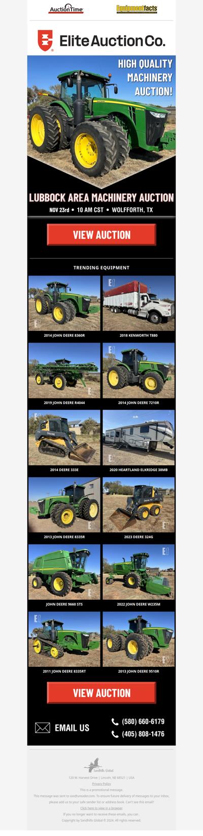 Don't miss this High Quality Equipment Auction!