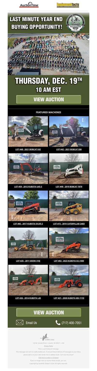 Late Model Equipment - Year End Buying Opportunities!