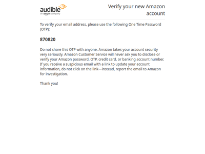 Verify your new Amazon account