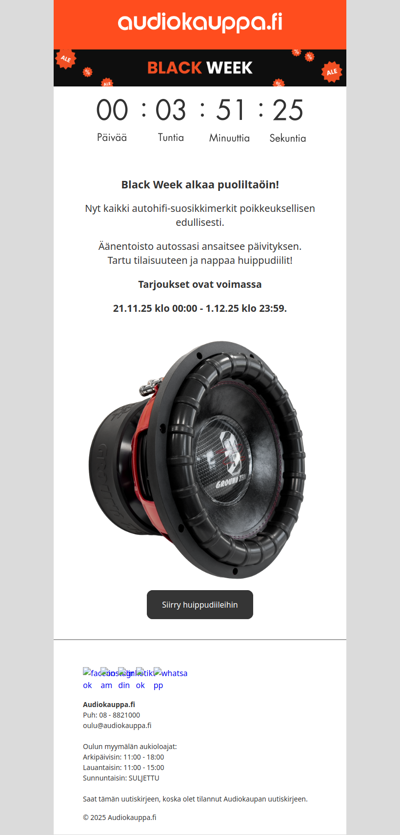 Autohifi Black Week alkaa puoliltaöin!  🚙 🔊 🎶