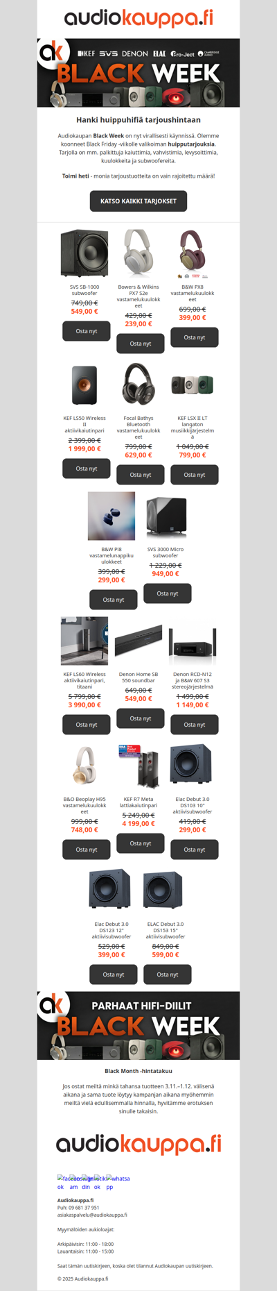 Audiokaupan Black Week on käynnissä - nappaa hifiä huippuhintaan - Audiokaupan uutiskirje