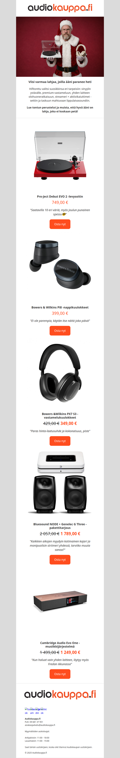 Audiokaupan valinnat: 5 tuotetta, joilla joulusta tulee parempi 🎁Audiokaupan uutiskirje