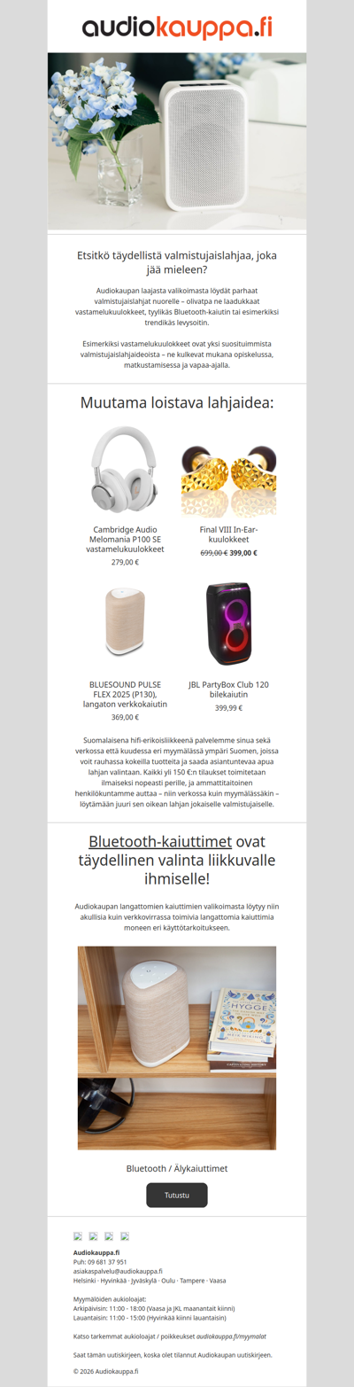 🎁 Valmistujaislahjat Audiokaupasta 🔊