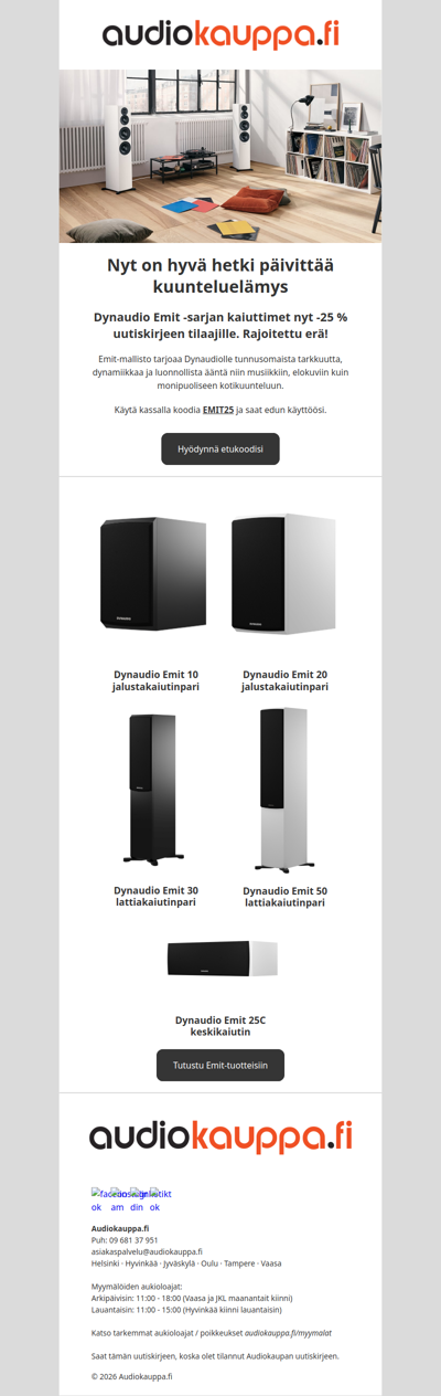 Dynaudio-tarjous: Emit-kaiuttimet nyt -25 %
