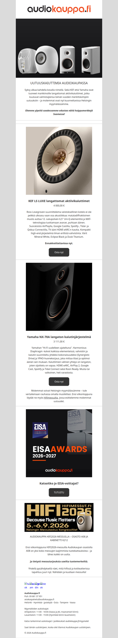 Uutuuksia ja EISA -voittajia