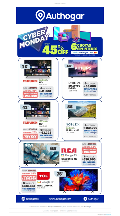 Aprovecha el Cyber y disfruta de los mejores TV en authogar