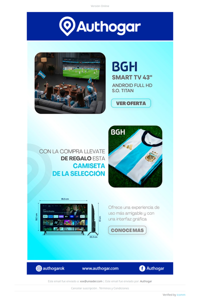 Un Smart TV para vivir los partidos en grande… con los colores de la Selección!