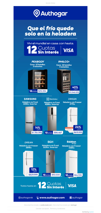¡Hasta 12 cuotas sin interés en Heladeras!