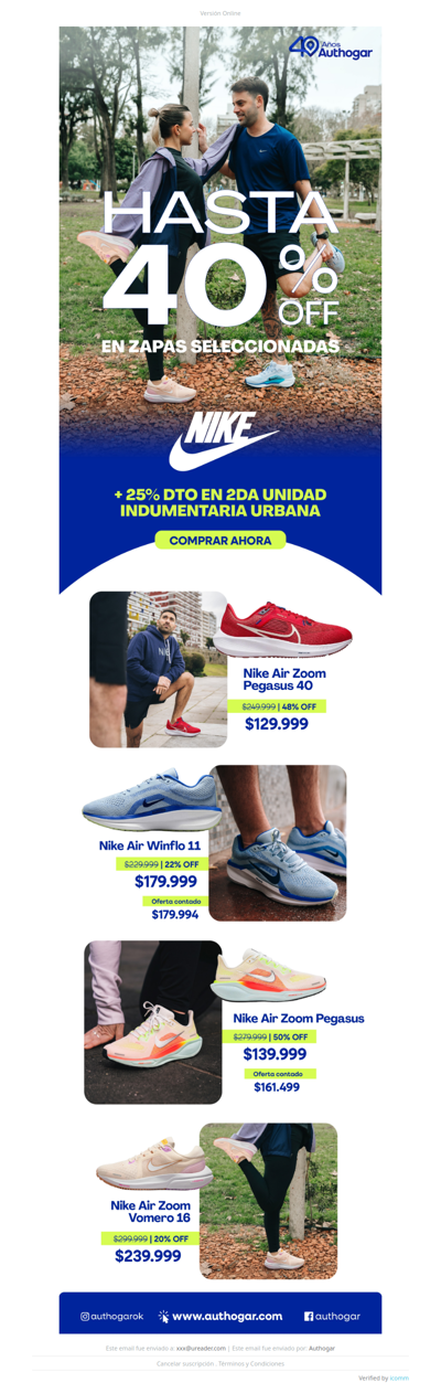 ¡HASTA 40% EN ZAPATILLAS NIKE!