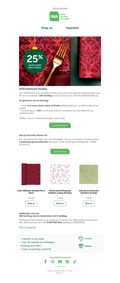 Voor jou: -25% korting vanaf 3 stuks GALA of Fiesta tafelbekleding