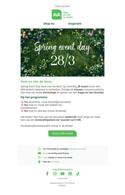 🌿 Morgen is het zover: Spring Event Day in jouw AVA