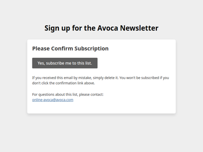 Avoca Newsletter: Please Confirm Subscription