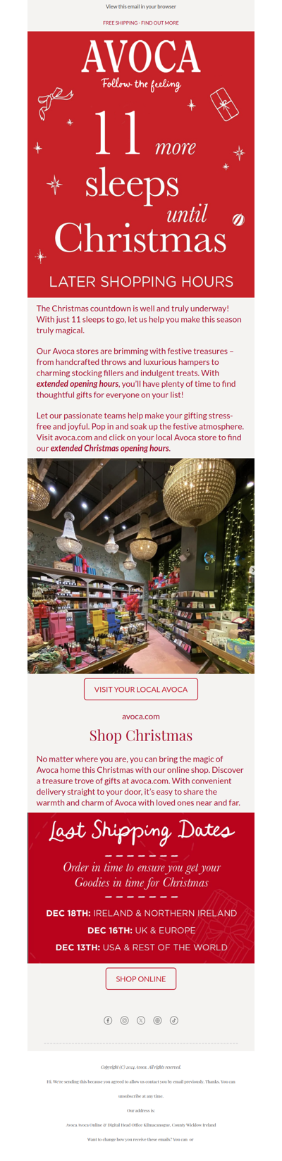 Avoca Stores Open Late for Christmas Shopping 🎁