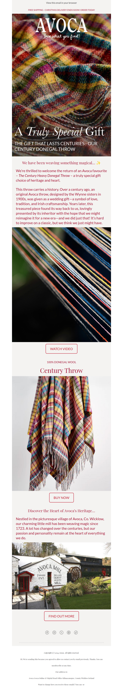 A truly special Gift! Avoca Century Throw 🎁