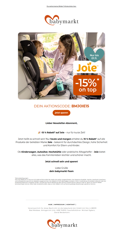 -15% Rabatt auf Joie sichern!😍