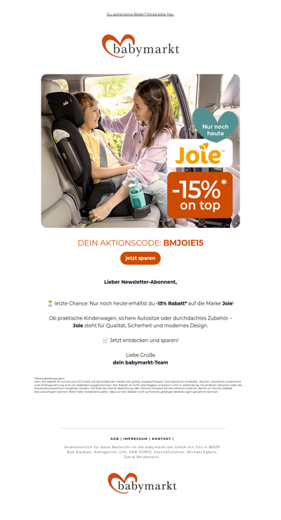 NUR NOCH HEUTE: -15% Rabatt auf Joie!😍