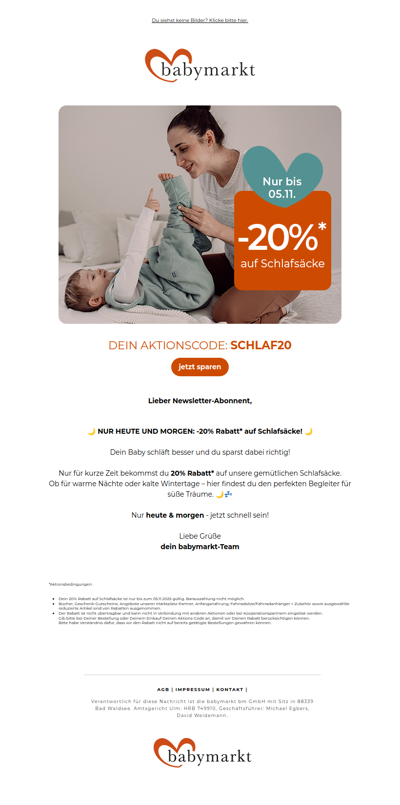 -20% Rabatt auf Schlafsäcke