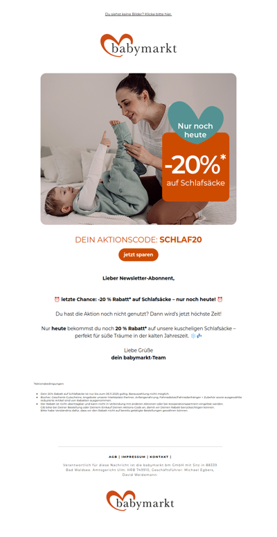 Nur noch heute: -20% Rabatt auf Schlafsäcke