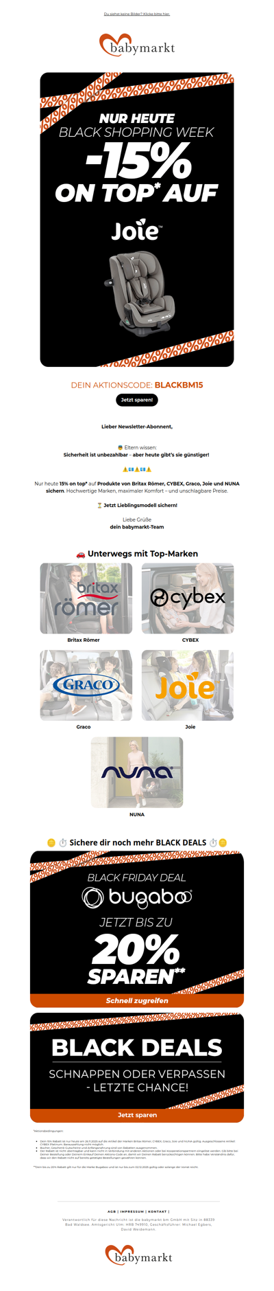 ⌛ 15% Rabatt: Britax Römer, CYBEX und Co. – nur HEUTE ⌛