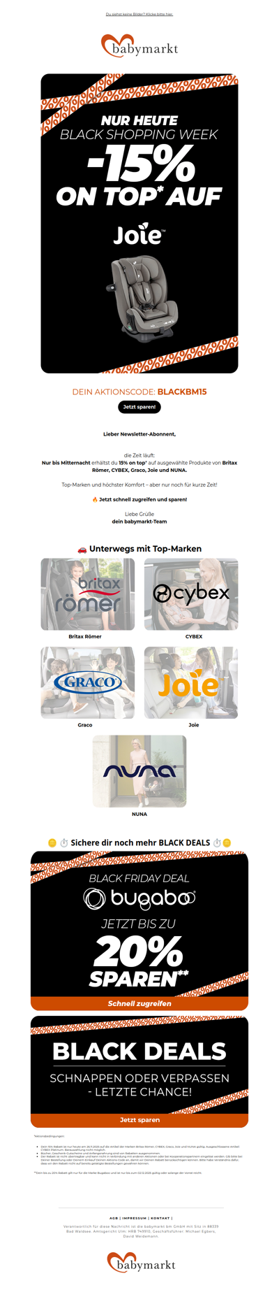 Nur heute bis Mitternacht: 15% auf Top-Marken sichern!