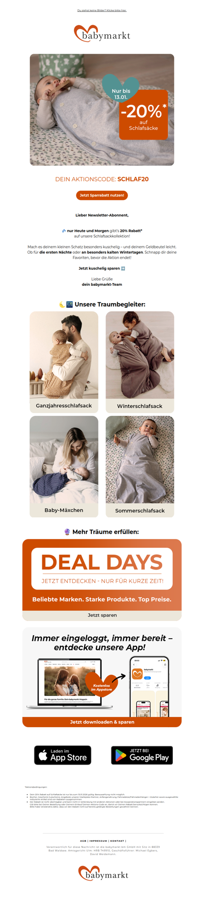 Träumchen-Deal: 💤 20% auf Schlafsäcke