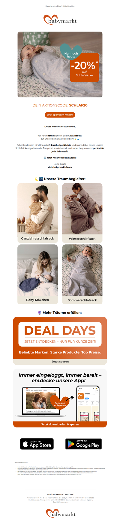 🛌 💤 20% Rabatt auf Schlafsäcke - NUR HEUTE