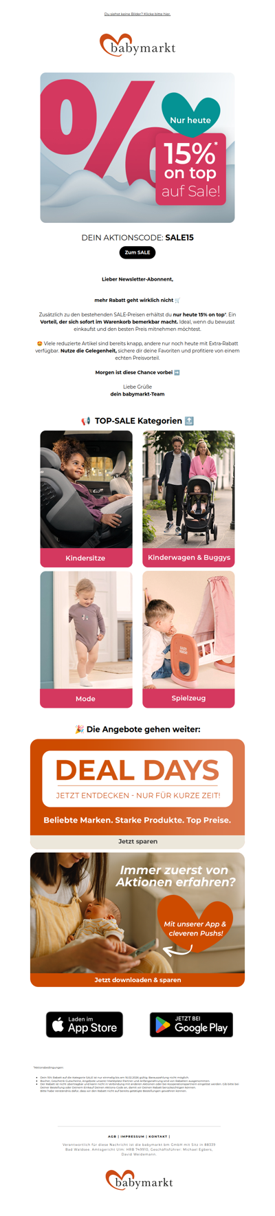 📢 Heute gilt: 15% ON TOP auf SALE