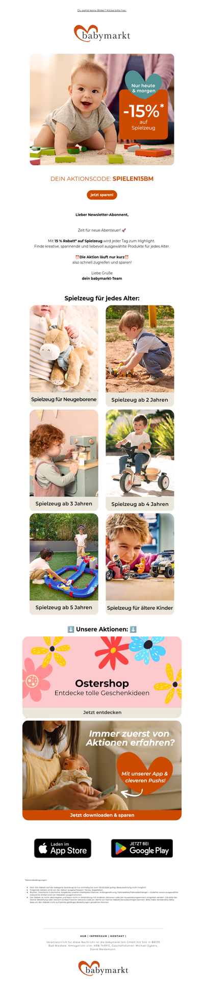 15 % auf Spielzeug sichern! 🧸🚗