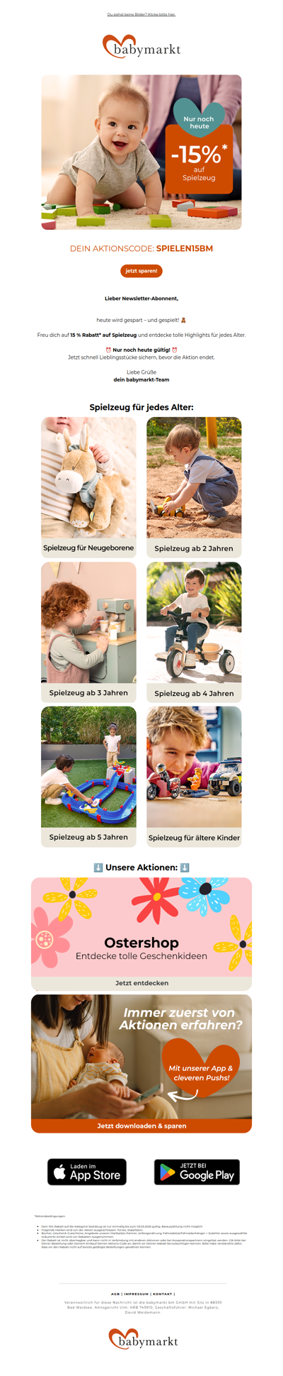 15 % Spielspaß – nur noch heute! 🧸