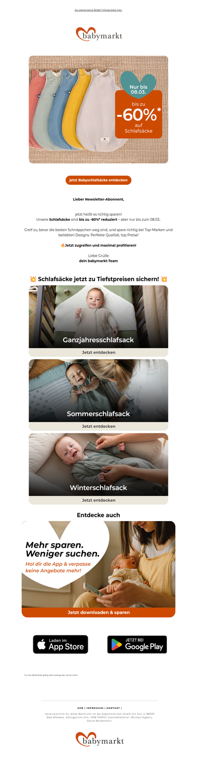 Spare bis zu 60% auf Schlafsäcke! ✨