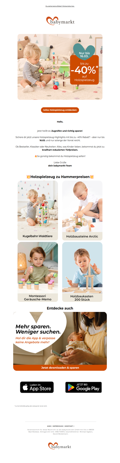 🔥 Jetzt bis zu –40% auf Holzspielzeug sichern!