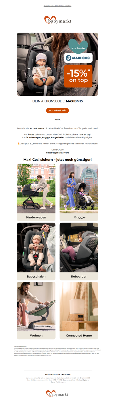 🔥 Letzte Chance: -15% on top* auf Maxi‑Cosi endet heute!