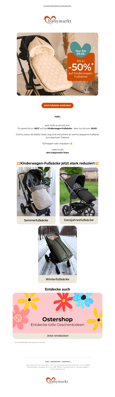 🔥 Bis zu -50% auf Fußsäcke