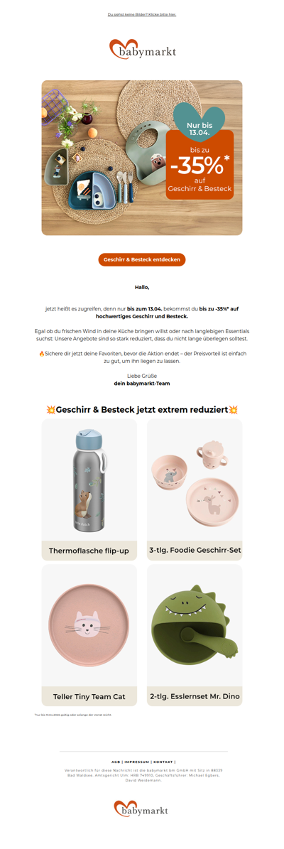 Bis zu -35% auf Geschirr & Besteck – nur bis 13.04.!🔥